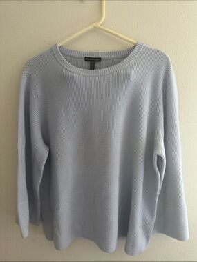 Eileen Fisher Pale Blue Ribbed Crewneck Sweater